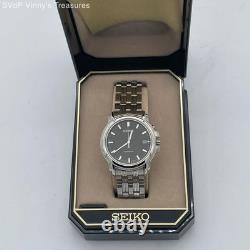 Seiko 5m42-0J60 Kinetic Men's Watch-New Old Stock, Stainless Steel, Black Dial