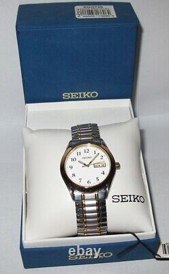 Seiko Sgg740 New In Box Men's Watch White Face Day Date Flex Band Old Stock