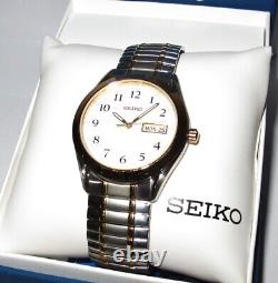 Seiko Sgg740 New In Box Men's Watch White Face Day Date Flex Band Old Stock