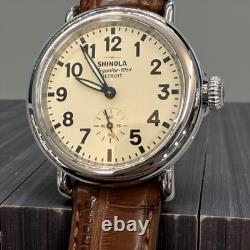 Shinola Runwell 36 mm watch NOS new old stock cream, dial brown Crocodile strap