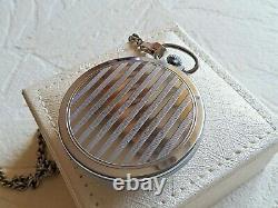 Soviet Molnia pocket watch, 1970's, nearly NOS condition with chain, silver dial