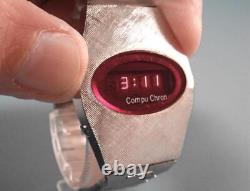 Stunning NOS COMPUCHRON Vintage Red LED Watch Works Great