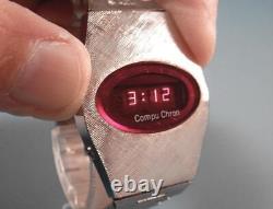 Stunning NOS COMPUCHRON Vintage Red LED Watch Works Great