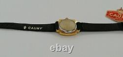 Super rare NOS Cauny Prima Mechanical 17 Rubis Swiss Lady Gold Plated case Watch