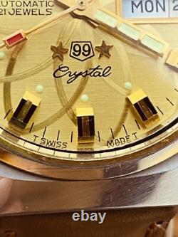 Tressa Lux Crystal Automatic Watch Swiss 1970s Vintage NOS Cal AS 5206 #5685
