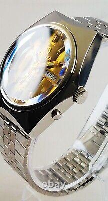 Tressa Lux Crystal Automatic Watch Swiss 1970s Vintage NOS Cal AS 5206 Retro