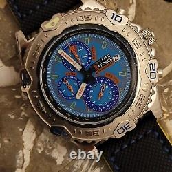 Tz4 Bold Nos Mens Italian Design Chronograph Blue Dial 5 Atm Dive Watch Runs A+