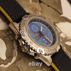 Tz4 Bold Nos Mens Italian Design Chronograph Blue Dial 5 Atm Dive Watch Runs A+