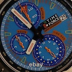 Tz4 Bold Nos Mens Italian Design Chronograph Blue Dial 5 Atm Dive Watch Runs A+