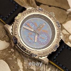 Tz4 Bold Nos Mens Italian Design Chronograph Blue Dial 5 Atm Dive Watch Runs A+