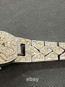 VINTAGE 1940's MAWI WIND-UP RHINESTONE WATCH With CASE AND PAPERWORK NOS RUNS