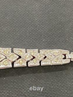 VINTAGE 1940's MAWI WIND-UP RHINESTONE WATCH With CASE AND PAPERWORK NOS RUNS