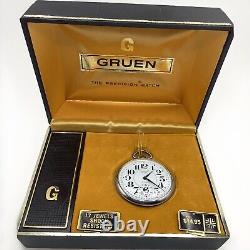 VINTAGE GRUEN PRECISION POCKET WATCH 6497r ORIGINAL W BOX NEWithOLD STOCK 1960's