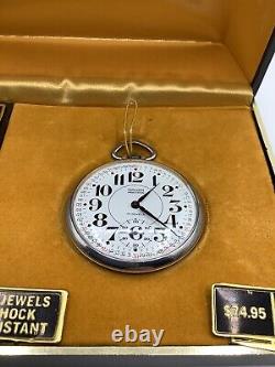 VINTAGE GRUEN PRECISION POCKET WATCH 6497r ORIGINAL W BOX NEWithOLD STOCK 1960's