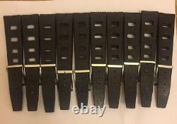 VINTAGE Lot Of 20 New Old Stock Dive Rubber Black Band 20mm St. Steel Buckle