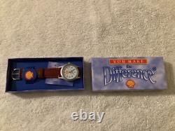 VINTAGE Shell Gasoline Oil Advertising Wrist Watch Leather Band NOS