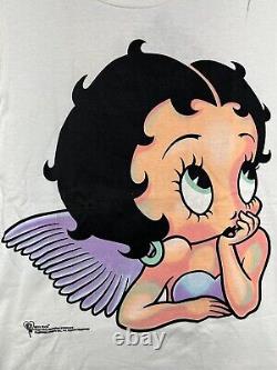 VTG Betty Boop Shirt Mens Medium White Angel Purple Wings Double Sided NOS 1994