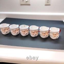 Vintage 1950's Lot 6 Christmas Ceramic Santa Mugs New Old Stock