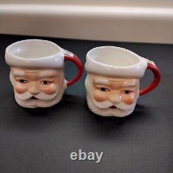 Vintage 1950's Lot 6 Christmas Ceramic Santa Mugs New Old Stock