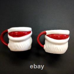 Vintage 1950's Lot 6 Christmas Ceramic Santa Mugs New Old Stock