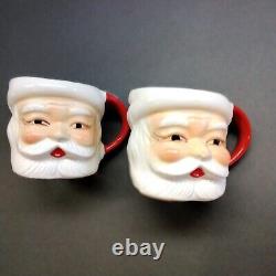 Vintage 1950's Lot 6 Christmas Ceramic Santa Mugs New Old Stock