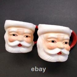 Vintage 1950's Lot 6 Christmas Ceramic Santa Mugs New Old Stock