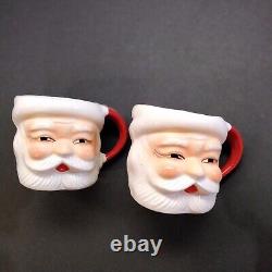 Vintage 1950's Lot 6 Christmas Ceramic Santa Mugs New Old Stock