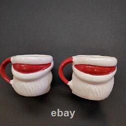 Vintage 1950's Lot 6 Christmas Ceramic Santa Mugs New Old Stock