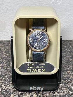 Vintage 1970s NOS Timex Sweep Second Denim Style Wrist Watch Unisex 160601