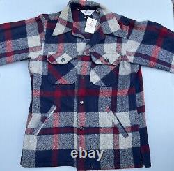 Vintage 1970s Woolrich Plaid Wool Wilderness Flannel Shirt Men M NEW OLD STOCK