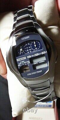 Vintage 1980's Citizen Men's Ani-Digi Temp Wristwatch New Old Stock withBox Papers