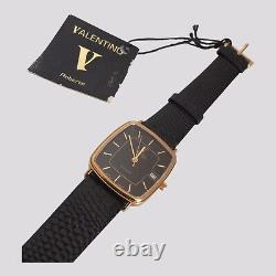 Vintage 1980s VALENTINO Roberto New Old Stock Tank Gold Plated Quartz 25mm Watch