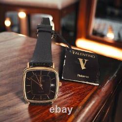 Vintage 1980s VALENTINO Roberto New Old Stock Tank Gold Plated Quartz 25mm Watch