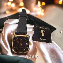 Vintage 1980s VALENTINO Roberto New Old Stock Tank Gold Plated Quartz 25mm Watch