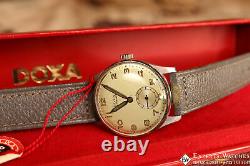 Vintage 40's NOS DOXA Watch with Box & Tag NOS WWII Officer Aviation Military