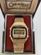 Vintage 80's New Old Stock Caravelle Bulova LCD Watch Gold Electroplated Mens