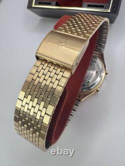 Vintage 80's New Old Stock Caravelle Bulova LCD Watch Gold Electroplated Mens