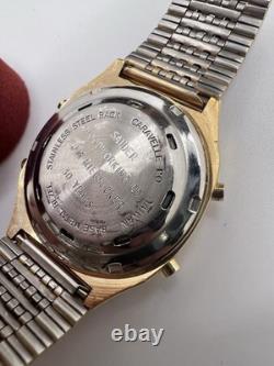 Vintage 80's New Old Stock Caravelle Bulova LCD Watch Gold Electroplated Mens