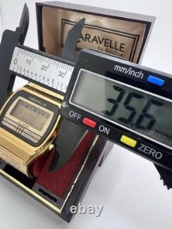 Vintage 80's New Old Stock Caravelle Bulova LCD Watch Gold Electroplated Mens