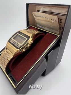 Vintage 80's New Old Stock Caravelle Bulova LCD Watch Gold Electroplated Mens
