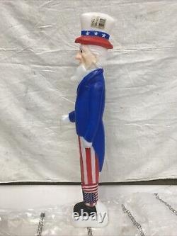 Vintage Blow Mold Uncle Sam Patriotic July 4 Th Flag LIGHTED Union New Old Stock