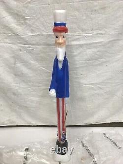 Vintage Blow Mold Uncle Sam Patriotic July 4 Th Flag LIGHTED Union New Old Stock