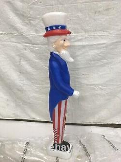 Vintage Blow Mold Uncle Sam Patriotic July 4 Th Flag LIGHTED Union New Old Stock