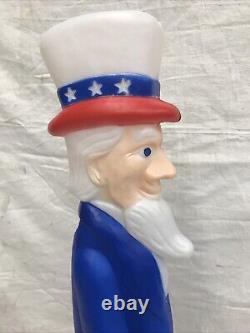 Vintage Blow Mold Uncle Sam Patriotic July 4 Th Flag LIGHTED Union New Old Stock