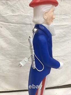 Vintage Blow Mold Uncle Sam Patriotic July 4 Th Flag LIGHTED Union New Old Stock