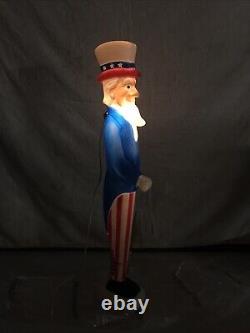 Vintage Blow Mold Uncle Sam Patriotic July 4 Th Flag LIGHTED Union New Old Stock