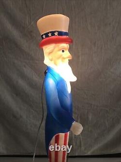 Vintage Blow Mold Uncle Sam Patriotic July 4 Th Flag LIGHTED Union New Old Stock