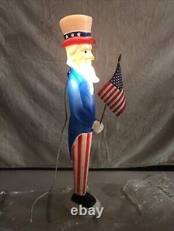 Vintage Blow Mold Uncle Sam Patriotic July 4 Th Flag LIGHTED Union New Old Stock