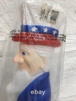 Vintage Blow Mold Uncle Sam Patriotic July 4 Th Flag LIGHTED Union New Old Stock