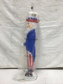 Vintage Blow Mold Uncle Sam Patriotic July 4 Th Flag LIGHTED Union New Old Stock